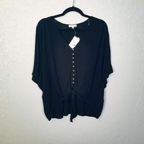 Ultra Flirt Juniors Button Up Tie Front Top XL - Picture 5 of 7